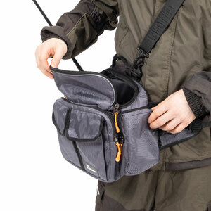 Сумка рыболовная СЛЕДОПЫТ Fishing Hip Bag T2, 27х23х17 см, цв. серый, фото 10