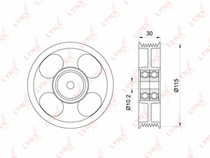 Ролик направляющий / приводной LYNXauto PB-7037. Для: TOYOTA Land Cruiser Prado(120) 4.0 02-09 / RAV 4 III 2.0-2.4 05>, фото 1