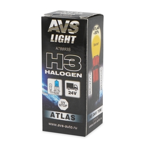 Галогенная автомобильная лампа AVS ATLAS, H3, 24 В, 70 Вт, 5000 К, цоколь PK22s, фото 4