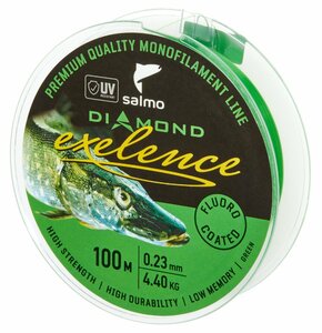 Леска моно. Salmo Diamond EXELENCE FLUORO COATED Green 100/023, фото 3