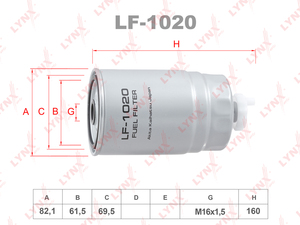 Фильтр топливный LYNXauto LF-1020. Для: AUDI A4(8D2-8D5) 00-01 / A6(4B2-4B5) 00-05, SKODA Superb I(3U4) 01-08, VW Passat(3B2-3B6) 98-05, фото 1