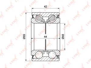 Подшипник полуоси задней (44/42x48x89) LYNXauto WB-1251. Для: TOYOTA Land Cruiser(100) 4.2D-4.7 98-07, LEXUS LX470 98>, фото 1