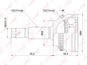 ШРУС наружный LYNXauto CO-3753A. Для: TOYOTA Тойота Allion/Premio(T26) 1.8 07> / Corolla(Королла)(E140) 1.8 06-12 / Wish 1.8 09>, фото 1