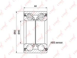 Подшипник ступицы передний с ABS (44x45x83) LYNXauto WB-1219. Для: CITROEN C4 II 1.2-2.0D 09> / C5 III 1.6D-3.0 08> / C6 2.2D-3.0 06>, PEUGEOT 3008 2.0D 11> / 308 1.6 10> / 407 1.6D-3.0 04> / 508 1.6D-2.2D 10> / 607 2.0-3.0 00>, фото 1