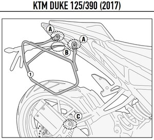 Крепёж боковых сумок GIVI EASYLOCK KTM Duke 125/200/250/390 (17-, фото 4