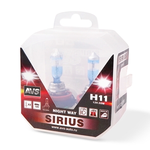 Галогенная автомобильная лампа AVS SIRIUS, H11, 12 В, 55 Вт, 3700 К, цоколь PGJ19-2, 2 шт., фото 4