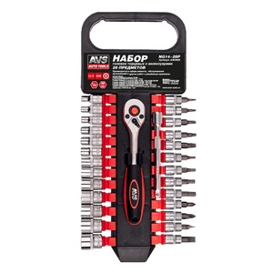 Набор головок торцевых с аксессуарами 1/4"DR (4-14 мм) (28 предметов) AVS NG14-28P, фото 2