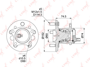 Ступица задняя в сборе R LYNXauto WH-1494. Для: TOYOTA Camry(V50) 2.5-3.5 11>, фото 1