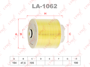 Фильтр воздушный LYNXauto LA-1062. Для AUDI Ауди A6 2.7D-3.0D 04-11/Allroad 2.7D-3.0D 05-11, фото 1