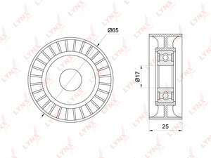 Ролик натяжного механизма / приводной LYNXauto PB-5343. Для: CITROEN Ситроен Berlingo(Берлинго)(MF / B9) 1.6D 98> / C1 1.4D 05> / C2 1.4D-1.6D 03> / C3 I-II 1.4D-1.6D 02> / C4 Aircross 1.6D 12> / C4 I-II 1.6D 04> / C5 II-III 1.6D-2.2D 06> / C6 2.2D 06> / , фото 1