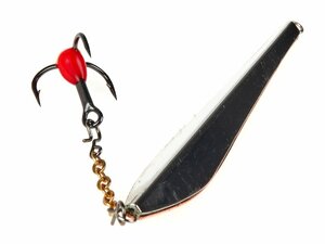 Блесна вертикальная зимняя Lucky John DOUBLE BLADE с цепочкой и тройником 50MM CS блистер, фото 3