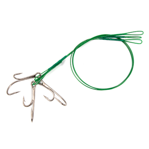 Поводок стальной NAMAZU Leader 1х7 Nylon Coated Green, d-0,39 мм, L-20 см, с живцовым крючком 4715 D, фото 2