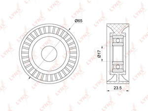Ролик натяжного механизма / приводной LYNXauto PB-5265. Для: Audi, Ауди A3 1.8-2.0 04-12 / TT 1.8-2.0 08-14, Skoda, Шкода, Octavia(Октавия)(1Z) 1.8-2.0 07-13 / Superb(Суперб)(3T) 1.8-2.0 08-15., фото 2
