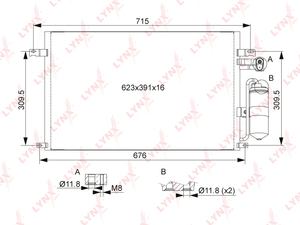 Радиатор кондиционера с осушителем LYNXauto RC-0032. Для: CHEVROLET Epica 2.0-2.5 06-12, фото 1