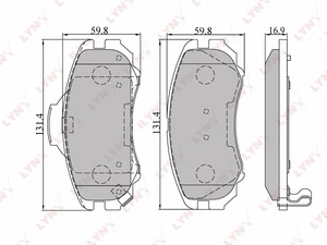 Колодки тормозные передние LYNXauto BD-3602. Для: Chery, Чери, Tiggo(Тиго) 7 PRO / Tiggo(Тиго) 8, EXEED(Эксид) LX. Длина, мм - 131,4. Высота, мм - 59,8. Толщина, мм - 16,9., фото 2