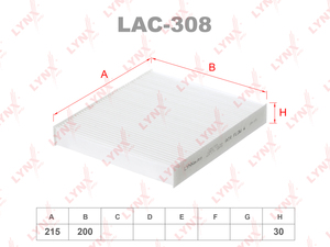 Фильтр салонный LYNXauto LAC-308. Для: CITROEN C-Crosser 07>, MITSUBISHI ASX 10> / Lancer 08> / Outlander/Airtrek II 08>, PEUGEOT 4007 07>, фото 1