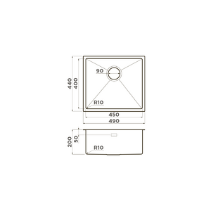 Кухонная мойка Omoikiri Taki 49-U/IF-GM нерж.сталь/вороненая сталь, фото 2