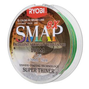 Шнур SMAP PE8X-100M 1.5# Multi Colour 0,205мм Ryobi, фото 5