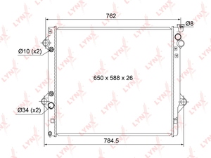 Радиатор охлаждения (технология пайки) AT LYNXauto RB-1129. Для: TOYOTA Land Cruiser Prado(120) 4.0 02-10, фото 1