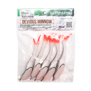 Поролоновая рыбка YAMAN Devious Minnow на двойнике, р. 105 мм, цвет 18 UV (5 шт.), фото 5
