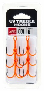 Крючки-тройники Lucky John  Orange UV LJH201 разм.001 6 шт., фото 4