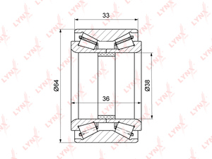 Подшипник ступицы задний (36/33x38x64) LYNXauto WB-1326. Для: TOYOTA Corolla(E100/E110) 1.6-2.0D 92-01 / Sprinter 1.6-2.0D 91-00, фото 1