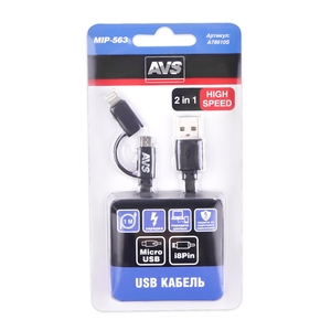 Кабель USB/Lightning + micro-USB AVS MIP-563, 1 м, фото 2