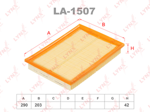 Фильтр воздушный LYNXauto LA-1507. Для: OPEL Опель Corsa(Корса) C 1.0-1.8 00-06/Meriva 1.4-1.8 03-10, фото 1