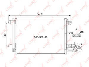Радиатор кондиционера с осушителем LYNXauto RC-0105. Для: Audi, Ауди A3 1.2-3.2 04-13 / TT 1.8-3.2 06-14, Skoda, Шкода, Octavia(Октавия)(1Z) 1.2-2.0 04-13 / Superb(Суперб)(3T) 1.4-3.6 08-15., фото 3