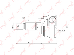 ШРУС наружный LYNXauto CO-3856. Для: TOYOTA Тойота Hilux(Хилукс) 2.5D-4.0 04> / Fortuner(Фортунер) 2.5D-4.0 05>, фото 1