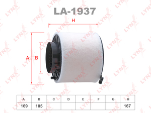 Фильтр воздушный LYNXauto LA-1937. Для AUDI Ауди A4 2.7d-3.0d 07-12/A5 2.7d-3.0d 09-17/Q5 3.0d 08-17, фото 1