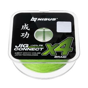 Шнур JIG CONNECT X4 PE Light Green 150m #0.8, 0.14mm 4.6кг/10.1LB (T-N-JC-X4-0.14-150-LG) NISUS, фото 4