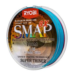 Шнур SMAP PE8X-100M 5.0# Multi Colour 0,37мм Ryobi, фото 5