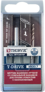 Thorvik MTG8125SF Метчик машинно-ручной T-DRIVE со спиральной канавкой для глухих отверстий с направляющей в наборе М8х1.25, HSS-G, фото 2