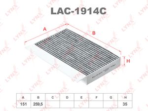Фильтр салонный угольный LYNXauto LAC-1914C. Для: RENAULT Megane III 08> / Fluence 10>, фото 1