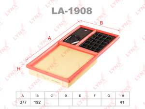 Фильтр воздушный LYNXauto LA-1908. Для: SEAT Altea 1.4 06> / Ibiza IV-V 1.4-1.6 06> / Leon 1.4 07>, SKODA(Шкода) Fabia(Фабиа) 1.4-1.6 07> / Octavia(Октавия) 1.4(1Z3) 04> / Roomster 1.4-1.6 06>, VW Фольксваген Caddy 1.4 06-10 / Golf(Гольф) V-VI 1.4 06> / J, фото 1