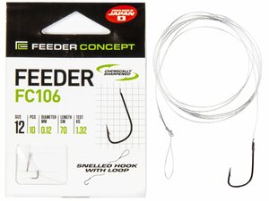 Крючки с поводком FC FEEDER сер. FC106 70см, разм.012, 0,12мм 10шт., фото 2