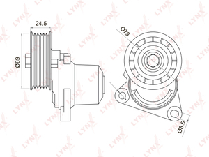 Натяжитель с роликом / приводной LYNXauto PT-3026. Для: MAZDA 3(BK) 2.3T 06-09 / 6(GG) 1.8-2.3 02-07 / MPW 2.3 02-06, FORD Fiesta 2.0 05-08 / Maverick 2.3 04>, фото 1