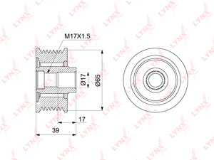 Муфта свободного хода генератора LYNXauto PA-1124. Для: NISSAN Murano(Z51) 2.5D 10> / Pathfinder(R51) 2.5D 05> / Navara(D40) 2.5D 05> / Cabstar 2.5D 06> / Pick Up(D22) 2.5D 02>, фото 1