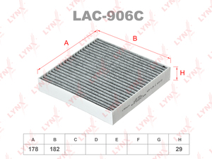 Фильтр салонный угольный LYNXauto LAC-906C. Для: SUZUKI Swift 05> / SX4 06>, фото 1