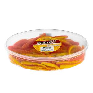 Виброхвост несъедоб. Minoga 3,75"/9.5 см Orange & Yellow 100шт. (HS-17-015-N) Helios, фото 2