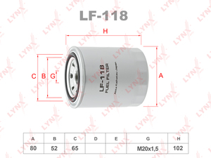 Фильтр топливный LYNXauto LF-118. Для: TOYOTA Toyoace/Dyna 4.0D >95, MAZDA Titan 2.5D-3.0D >92/4.0D-4.3D 95>, фото 1