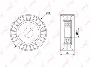 Ролик натяжного механизма / приводной LYNXauto PB-5202. Для: AUDI A3 1.4-1.6 03-12, CITROEN C4 I 2.0 04-07 / C5 I-II 1.8-2.0 01> / C8 2.0-2.2 02> / Jumpy 2.0 00-06, FIAT Scudo 2.0 00-06, PEUGEOT 206 2.0 99> / 307 2.0 00> / 406 1.8-2.2 99-04 / 407 1.8-2.2 , фото 1