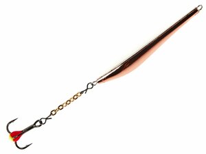 Блесна вертикальная зимняя Lucky John DOUBLE BLADE с цепочкой и тройником 45 мм CS блистер, фото 4