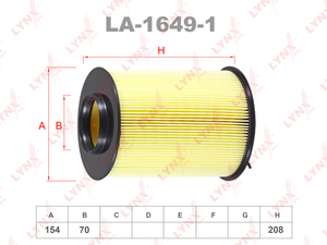 Фильтр воздушный LYNXauto LA-1649-1. Для: Ford Focus II 1.4-2.5 04> / C-MAX 1.6-2.0D 07> / Kuga 2.0D 10>, VOLVO 1.6-2.0 06> / S40 1.6-2.0 04>, фото 1