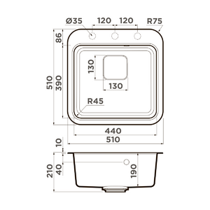 Кухонная мойка Omoikiri Tasogare 51-DC Artgranit/темный шоколад, фото 2