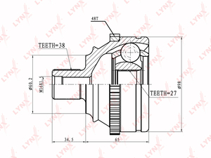 ШРУС наружный LYNXauto CO-8005A. Для: VW Transporter 4 1.9D-2.5TD 90-03, фото 1