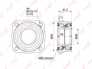 Подшипник ступицы задний с ABS LYNXauto WB-1475. Для: BMW БМВ 5(F10 / 11) 2.0-5.0 09> / 5GT(F07) 2.0-5.0 09> / 6(F12 / 3) 4.0-5.0 10> / 7(F01) 3.0-6.0 08>, фото 1