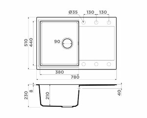 Кухонная мойка Omoikiri Daisen 78T-EV Tetogranit/эверест, фото 2