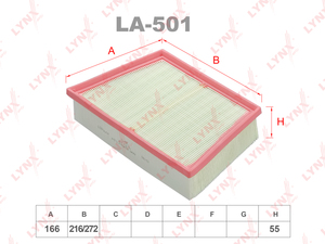 Фильтр воздушный LYNXauto LA-501. Для: JAGUAR E-Pace 1.5-2.0 17-20 / LAND ROVER Evoque 2.0 18-20 / Discovery 1.5 14-20, фото 1
